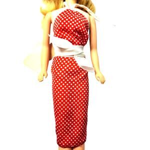1970's Vintage Barbie Best Buy Red Polka Dot Halter Dress #1465